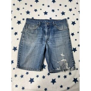 Levi's 505 Men's Denim Shorts W36 Distressed Cutoff Regular Fit